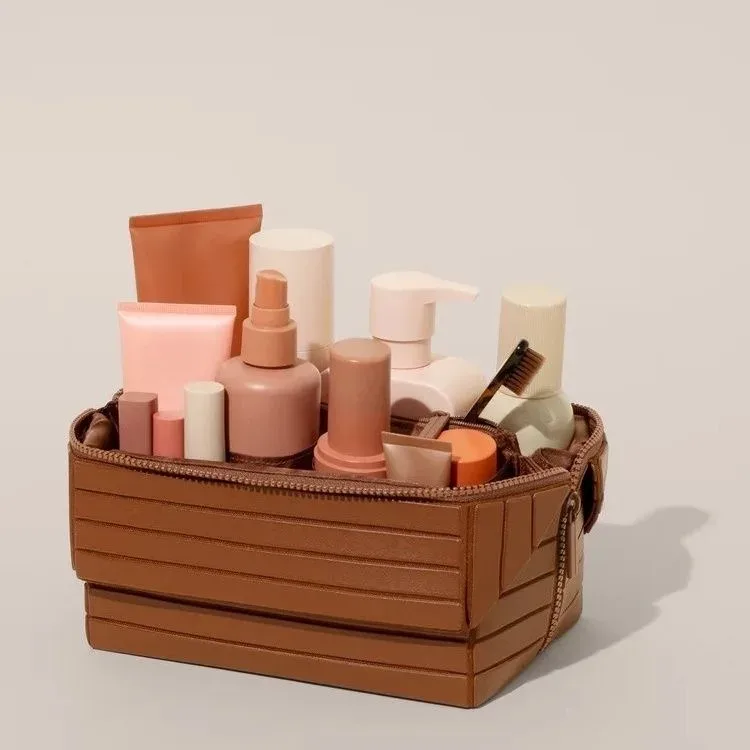 trousse de maquillage de voyage pliable, grande trousse de toilette imperméable, organisateur cosmétique suspendu avec compartiments anti-déversement pour le maquillage