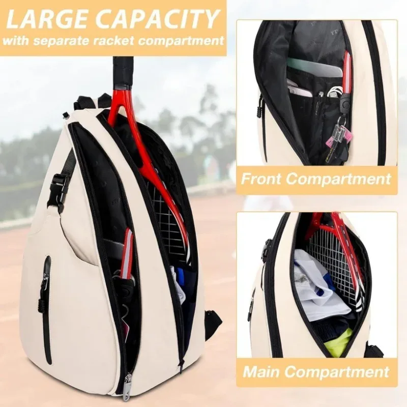 sac de tennis multifonctionnel, sac à dos sportif quotidien, sac bandoulière avec compartiment pour raquette