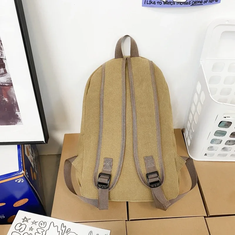 sacs à dos en toile noire unie 100% coton, sacs de loisirs ou de voyage, forfaits unisexe de grande capacité, sacs d'école simples à la mode