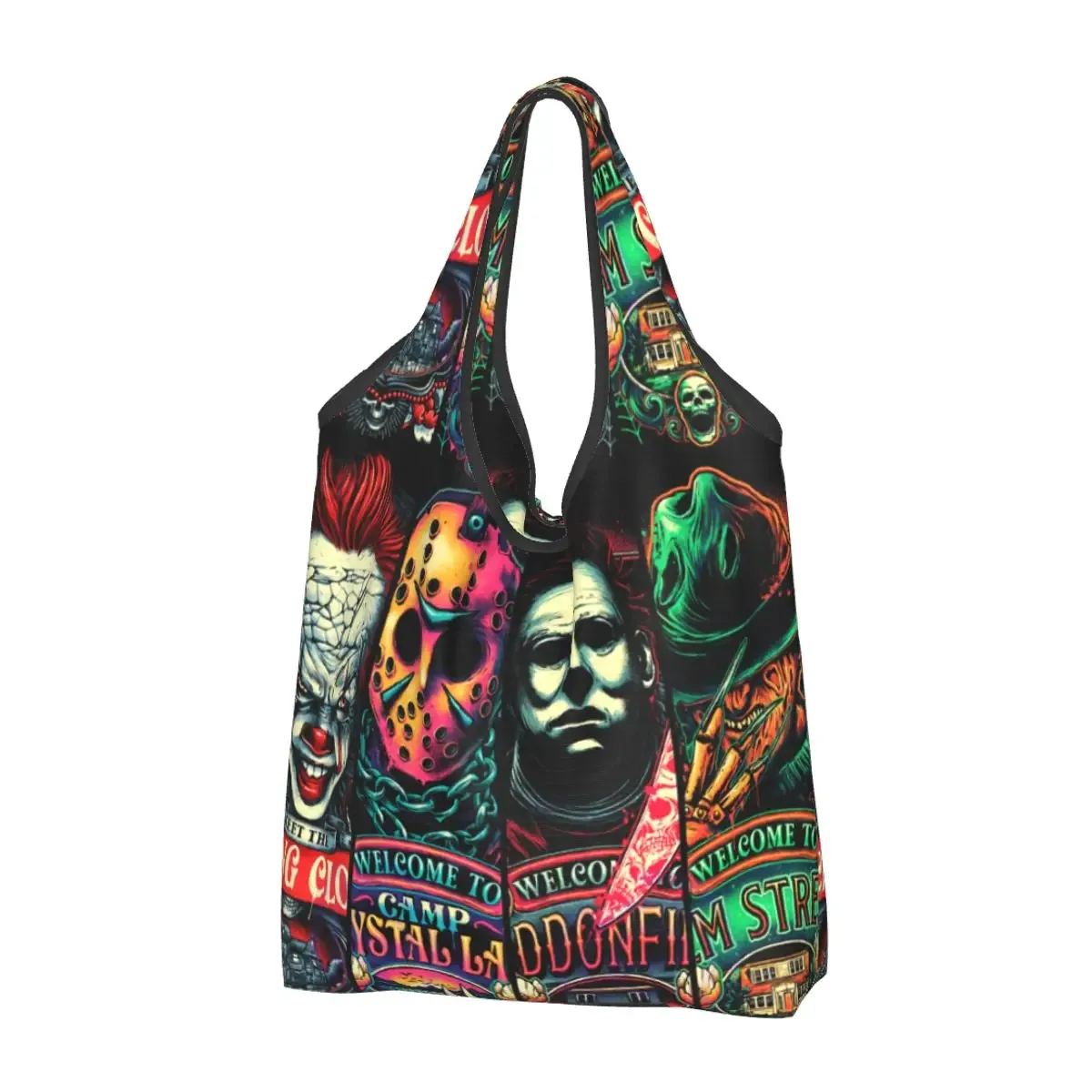 sac à provisions réutilisable personnalisé pour femme, sac fourre-tout portable, sacs d'épicerie, halloween, film d'horreur, rick