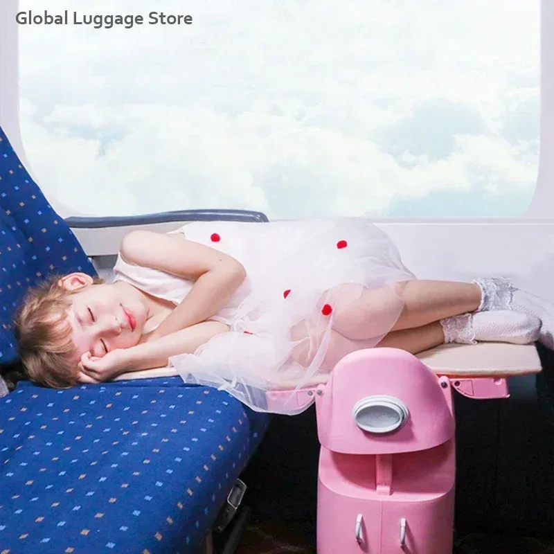 valise polypropylène rose pattes chat toupie poignée amovible petite tablette bagage main enfant voyage