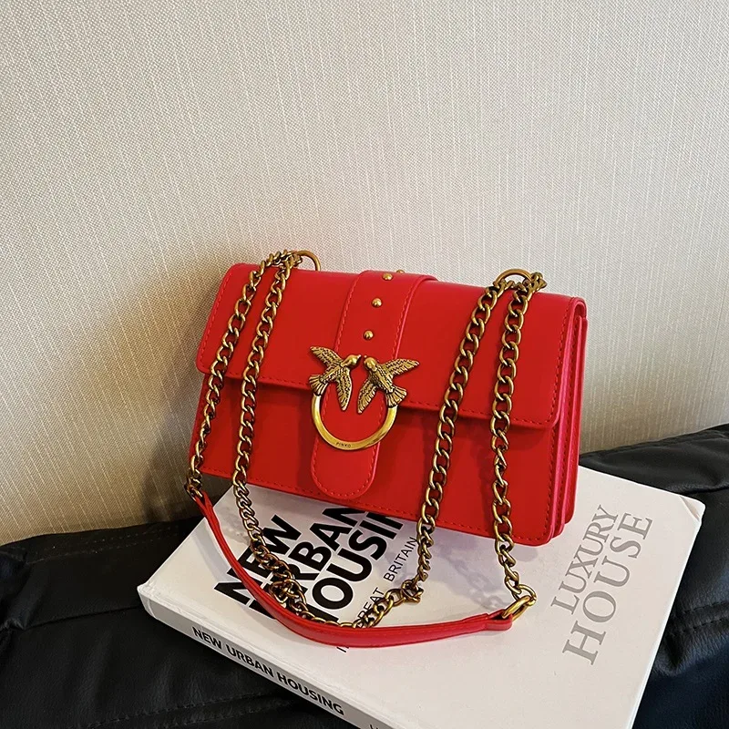 sac bandoulière pinko swallow chain bacchus, nouveau sac à main tendance européen et américain, sac porté épaule ou sous le bras