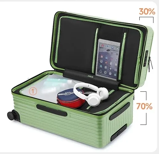 valise à ouverture frontale 20 pouces, bagage cabine, serrure tsa, matériau pc, coque rigide, valise à roulettes, valise de voyage 24/28 pouces, grande capacité