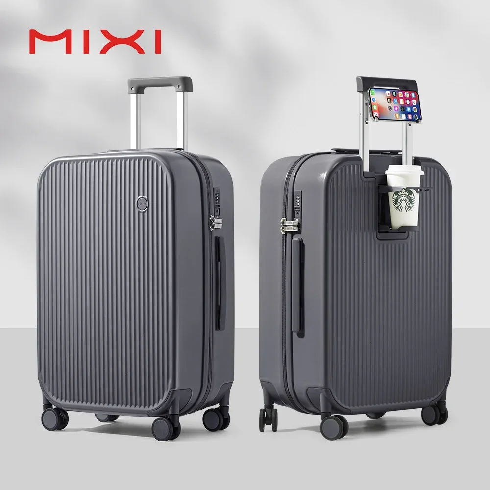 mixi bagage à main avec tasse support pour téléphone coque rigide valise de voyage roulante avec roues spinner 20 24 26 pouces m9290
