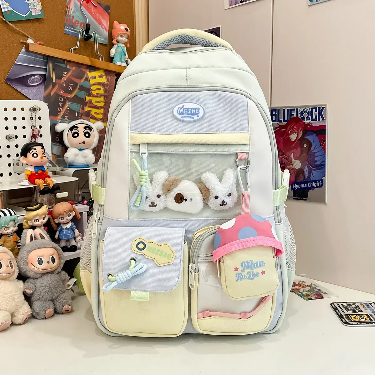 sacs à dos itabag coréens tendance, esthétiques, kawaii, transparents, pour filles, design colorblock, adaptés aux animés, grande capacité, nouveaux