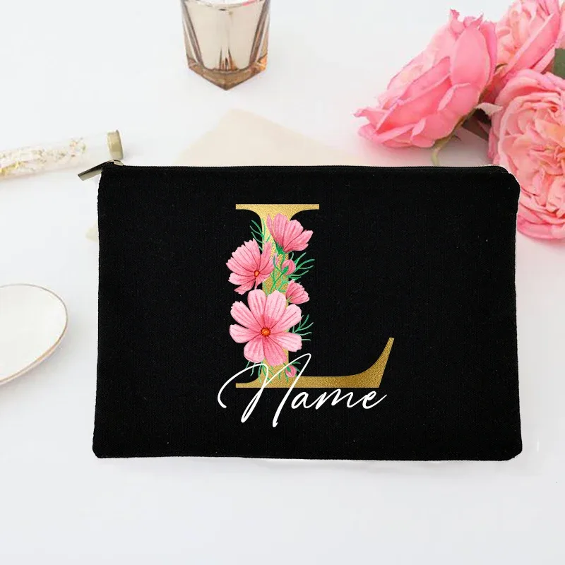 pochette de maquillage personnalisée avec initiales et nom, trousse de toilette de mariée, pochette de toilette monogramme, cadeaux de mariage pour demoiselle d'honneur