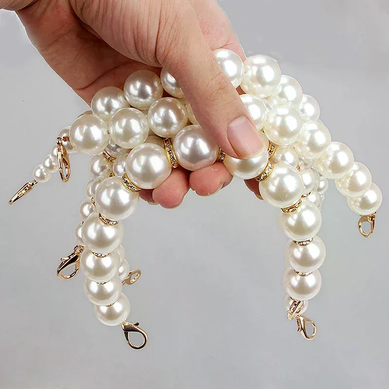 sac à main court classique en perles avec chaîne de poignée perlée pour femmes et filles, sac fourre-tout, remplacement de la poignée, chaîne de perles, accessoires de sac