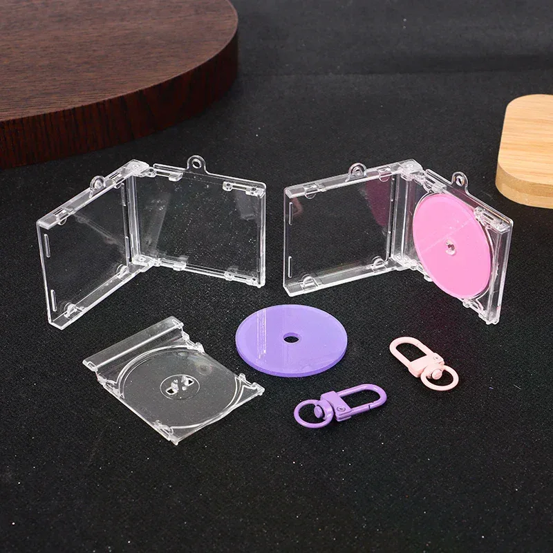 porte-clés album souvenir vierge, mini étui cd, breloque en forme de lecteur cd, breloques diy pour sac à dos