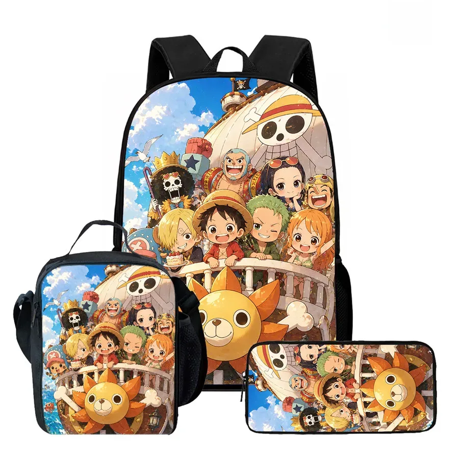 sac dos polyester dessin animé noir motifs personnages animés format 20 35 litres poche ouvrante sangles ajustables usage scolaire voyage