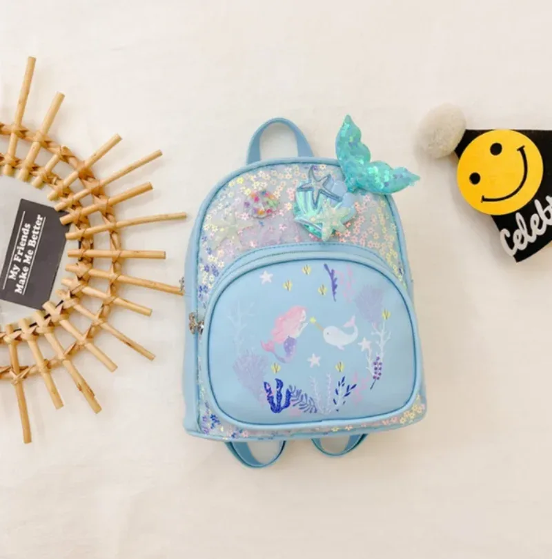 sac à dos personnalisé à paillettes sirène avec nom brodé, sac à dos personnalisé pour enfants, sac d'étudiant de maternelle