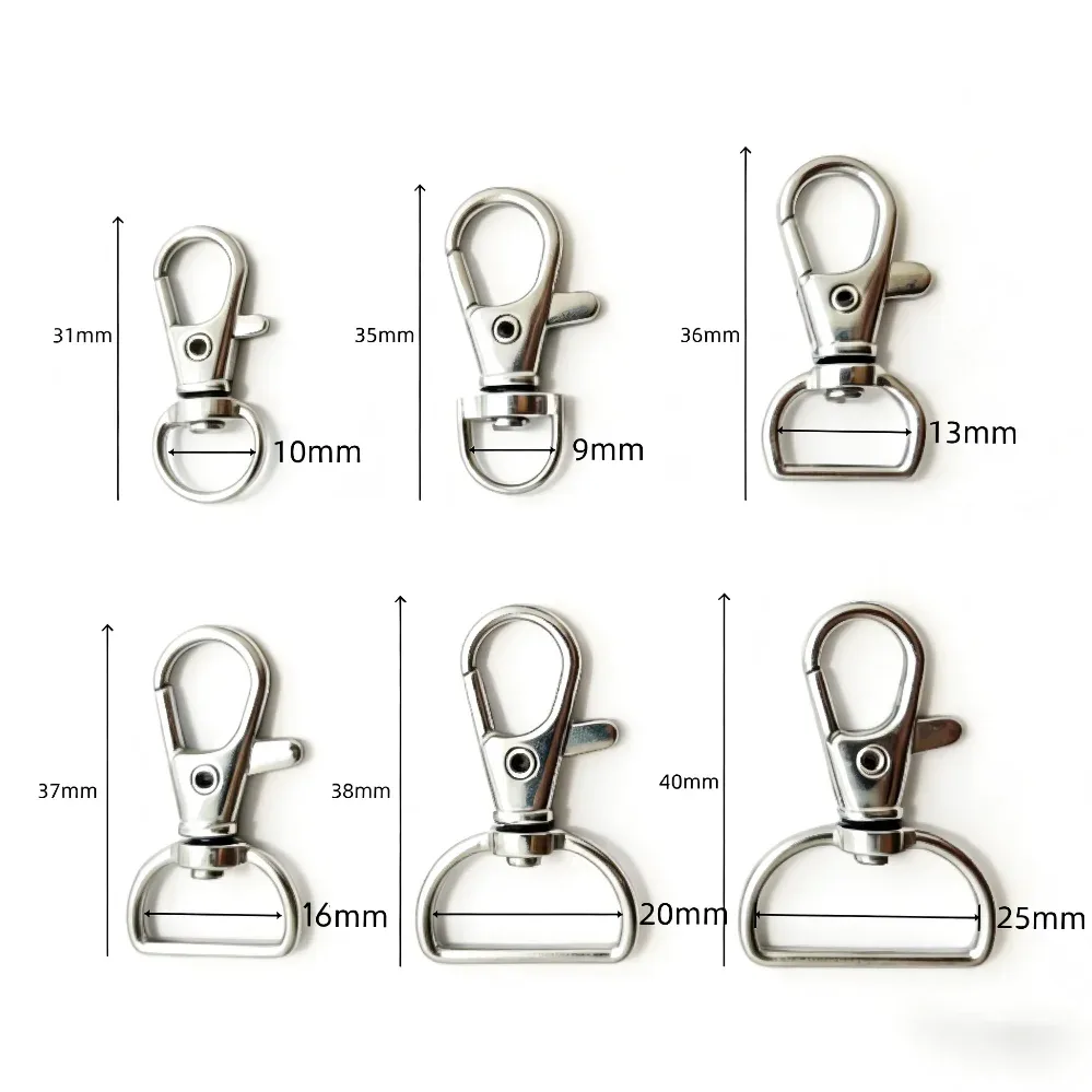 5/50/100pcs mousquetons pivotants, crochets de fixation pour lanières, crochets de porte-clés, fermoirs à griffe de homard en métal pour porte-clés, couture, bijoux et artisanat diy