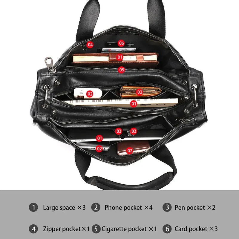 grande mallette pour hommes en cuir véritable, sac à bandoulière pour ordinateur portable de 15 pouces, grand sac à main en cuir souple, sac de voyage multicouche pour hommes