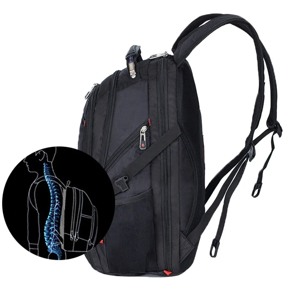 sac à dos suisse imperméable pour hommes, sacs à dos pour ordinateur portable 15.6/17 pouces, sacs de voyage scolaires, sac à dos d'affaires de grande capacité, mochila