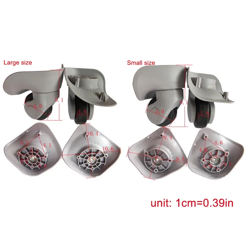 1 paire de roues pivotantes silencieuses en caoutchouc pour valise, roulettes de remplacement pour bagages, accessoires de valise à roulettes, vente chaude