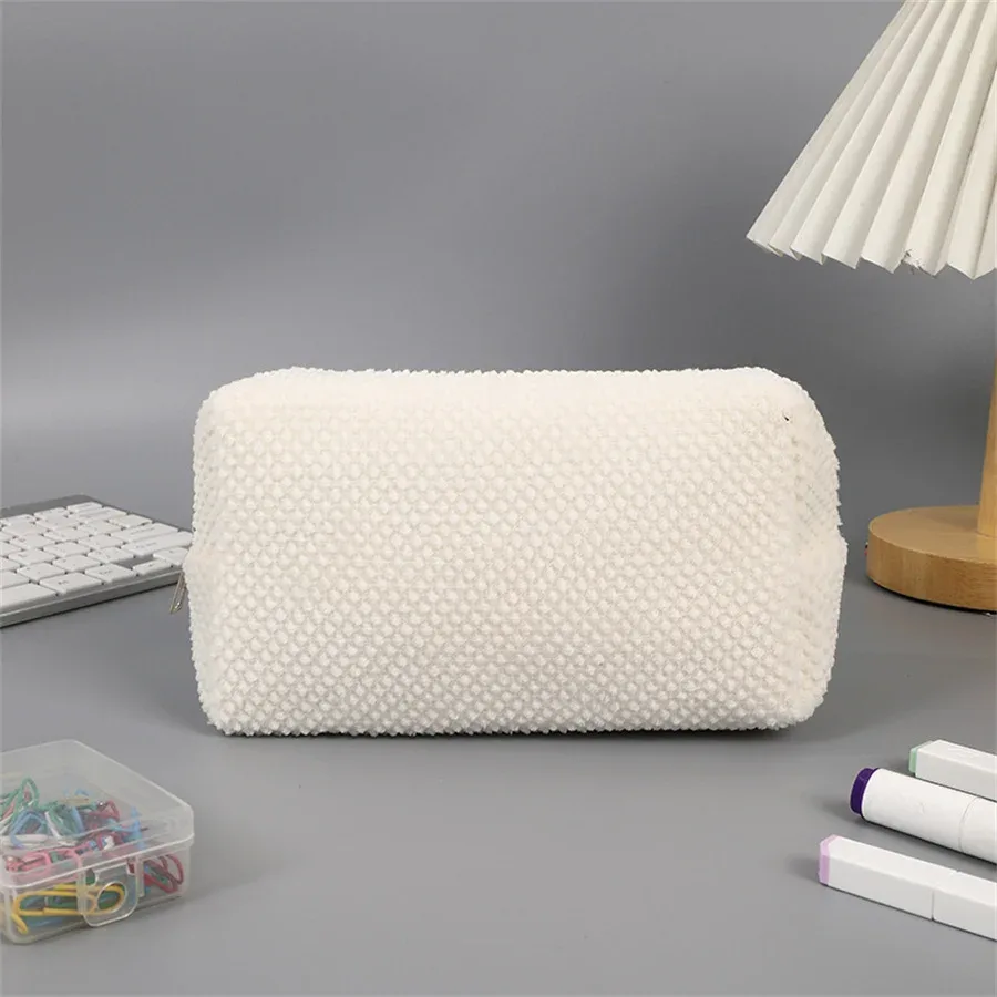 sac de rangement en peluche solide pour rouge à lèvres cosmétique, trousse à crayons, sacs à main de maquillage pour femmes, trousse de toilette pour filles, sacs à stylos d'évaluateurs de voyage