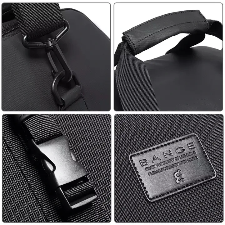 sac voyage ovale poignée superieur bandes epaulieres noir oxford polyvalent hommes décontracté fermeture éclair
