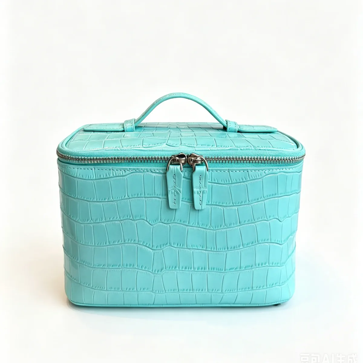 pochette de maquillage en cuir de vachette bleu à motif crocodile, nouvelle pochette de toilette de luxe en cuir véritable, grande capacité, pour voyage, rangement de cosmétiques