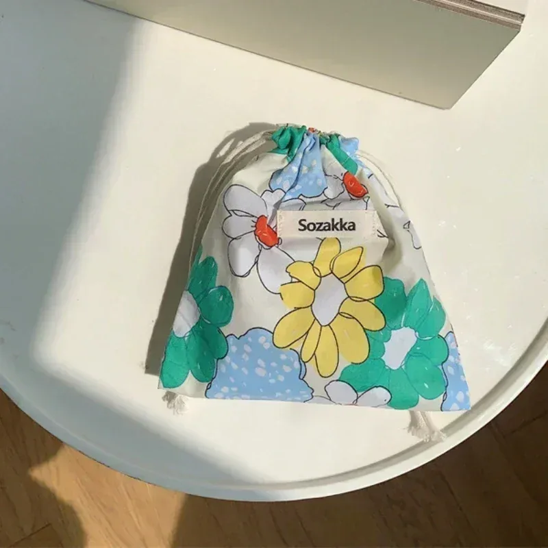 sac de rangement kawaii grill floral proximity wstring, sac à main cosmétique pour femmes, portefeuille de maquillage, petites poudres