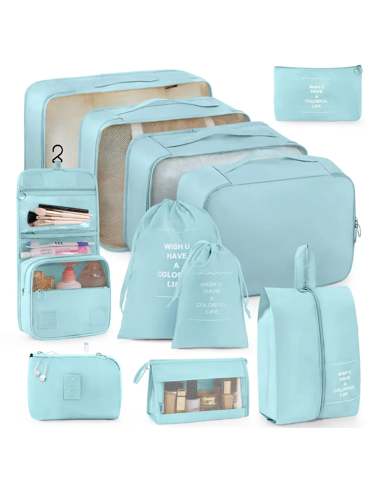 organisateur voyage polyester beige clair poches transparentes visibilité optimal sécurité accrue organiser vêtements accessoires