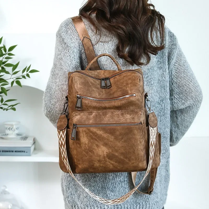sacs à main à bandoulière en cuir pu pour femmes, sac à dos tendance, grand sac à dos de styliste