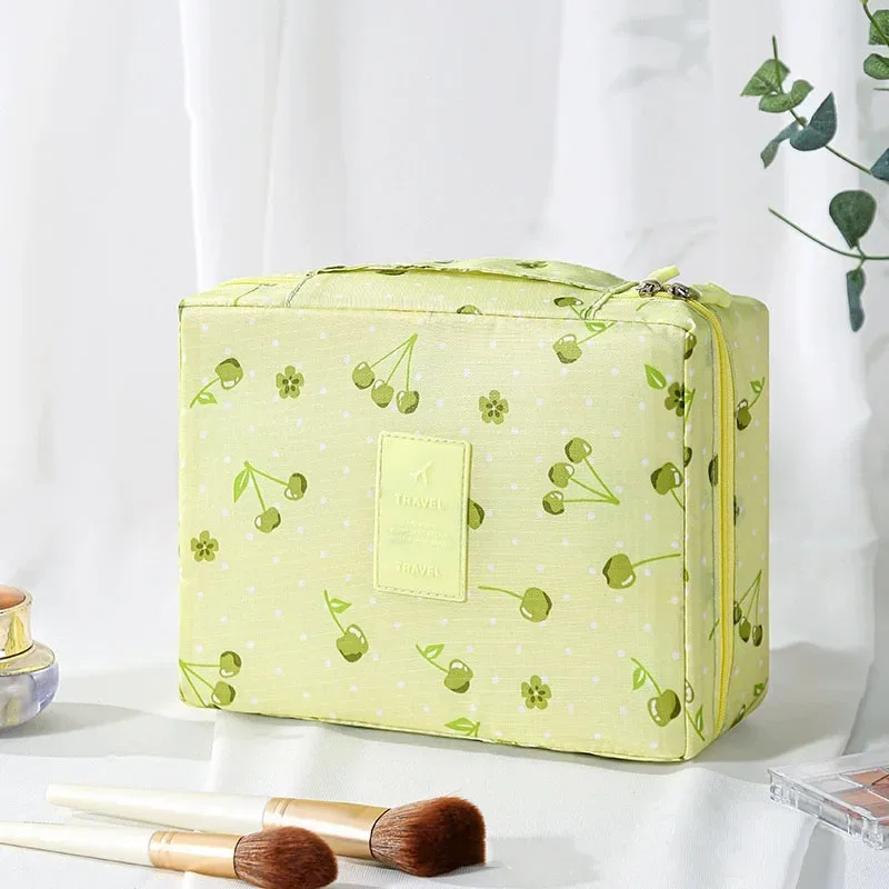 trousse de toilette de voyage à imprimé floral, organiseur de cosmétiques imperméable avec poignée pour femmes et filles