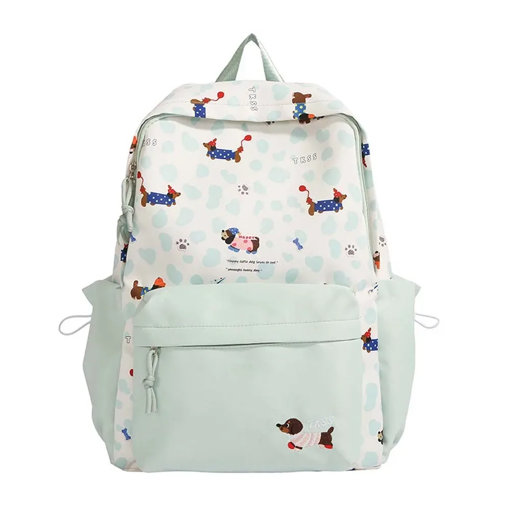 sac à dos en nylon pour étudiants, motif teckel, décontracté, couleur contrastée, anti-rayures, en polyester, grande capacité