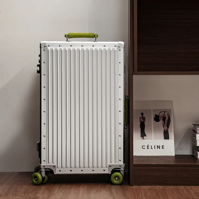 valise en aluminium hot metal, 20/24 pouces, 100% alliage aluminium-magnésium, couleurs contrastées, valise cabine à roulettes, serrure tsa