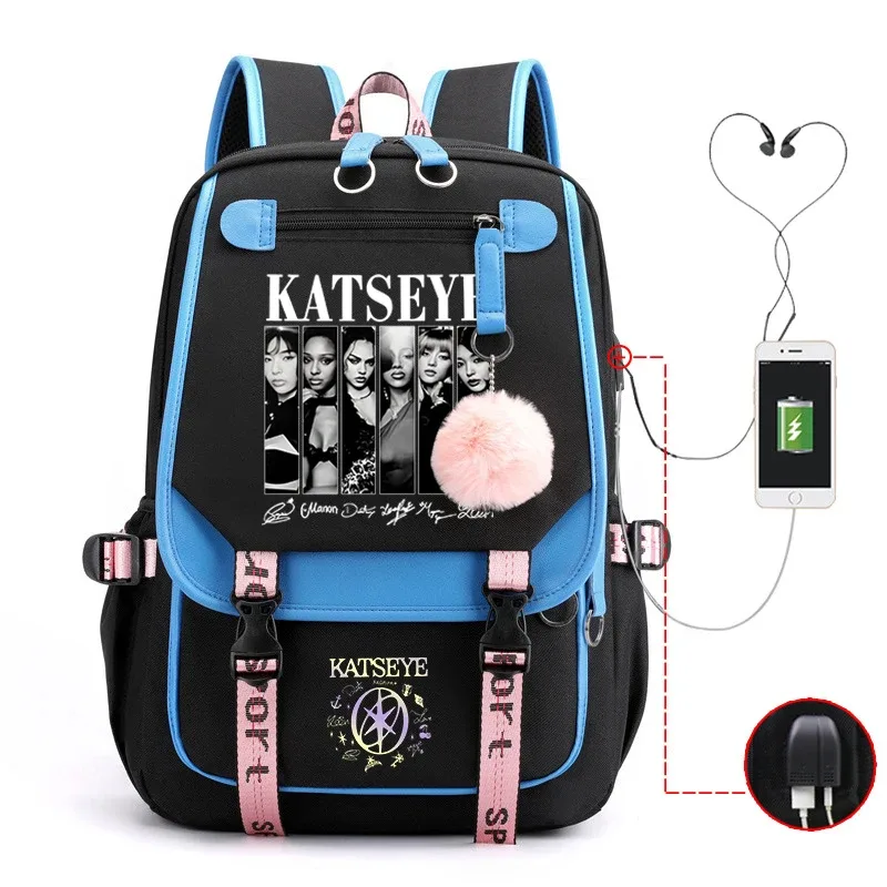 nouveau sac à dos kpop katseye multifonction pour femmes, hommes, filles, sac à dos de voyage quotidien, sac d'école pour adolescents, sac pour ordinateur portable