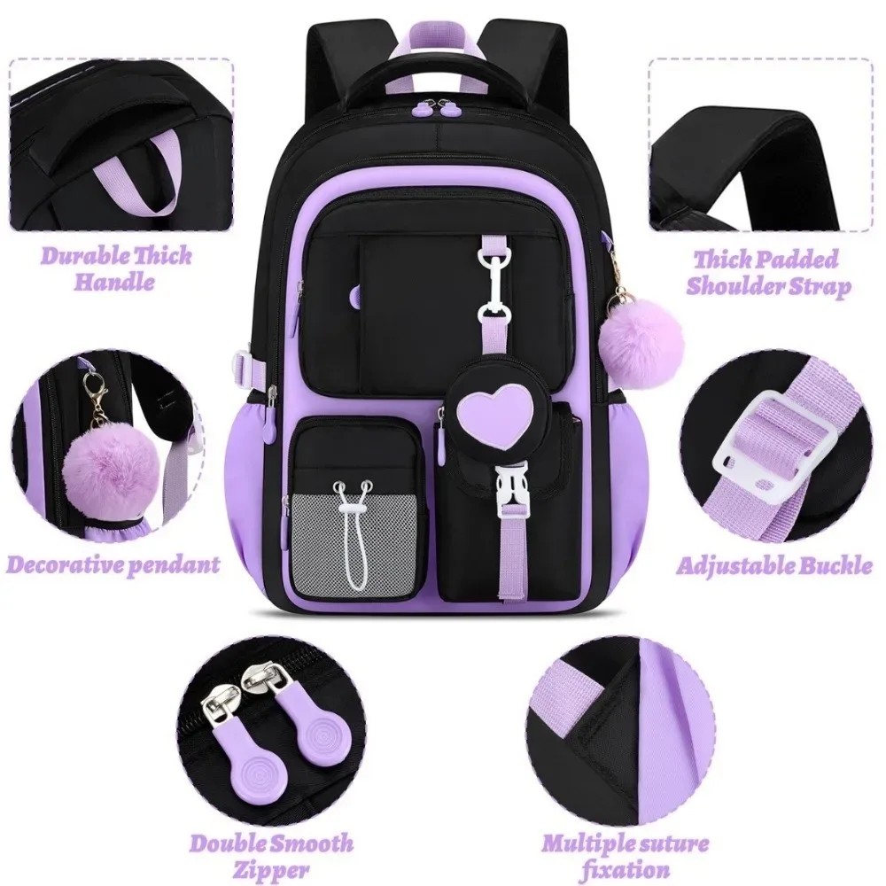 sac à dos grande capacité avec trousse intégrée, design orthopédique, série love, sac à dos princesse multifonctionnel style mochila
