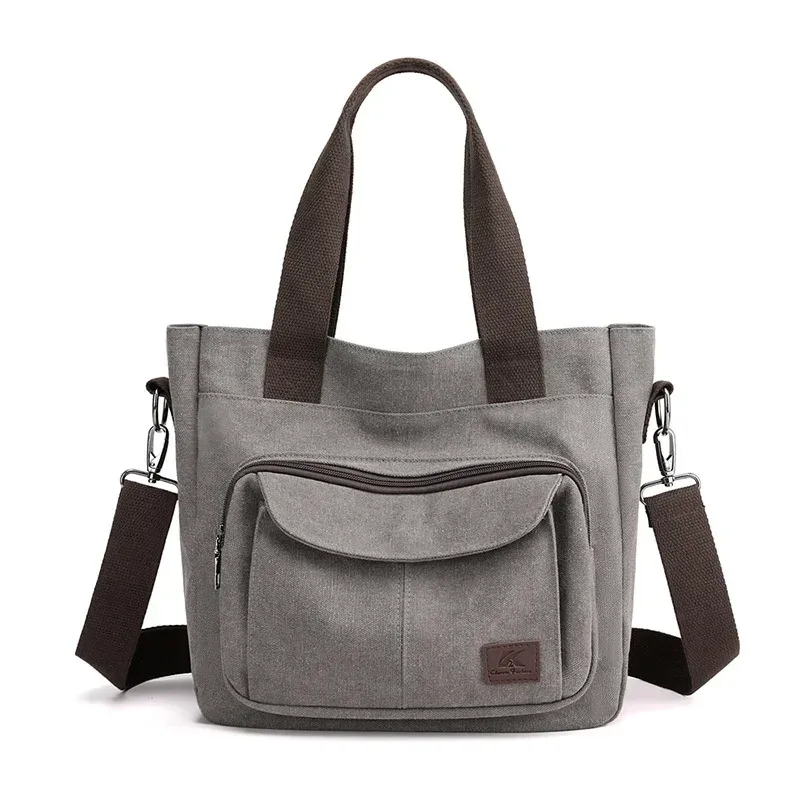grand sac à main fourre-tout en toile pour femmes, petit sac à bandoulière pour voyage, travail, multi-poches, poignée supérieure, sacoches de travail avec fermeture éclair