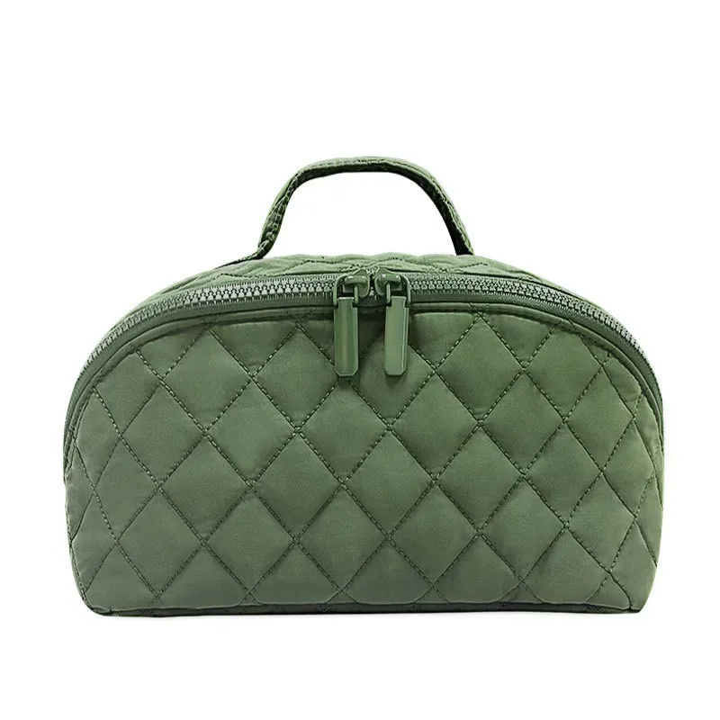 sac cosmétique matelassé de luxe pour femmes, organiseur de maquillage grande capacité, pochette de rangement pour articles de toilette de voyage avec poignée