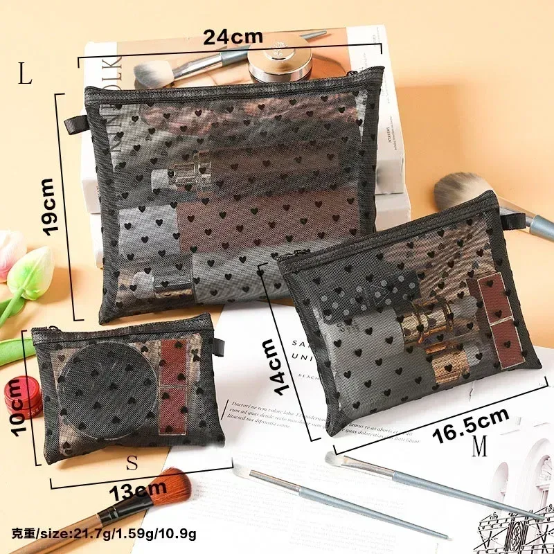 trousse de maquillage en maille, petite pochette transparente pour cosmétiques pour femmes, mini organisateur de rouge à lèvres, carte de voyage, trousse de toilette, pochette de rangement pour sac à main