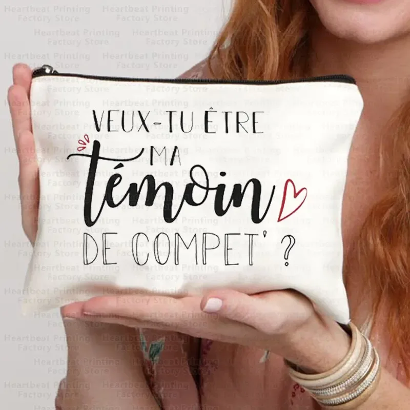 témoin sac de témoin nom doré sac cadeau de mariage kit d'enterrement de vie de jeune fille sac sacs de maquillage sacs de toilette de demoiselle d'honneur merci sac cosmétique