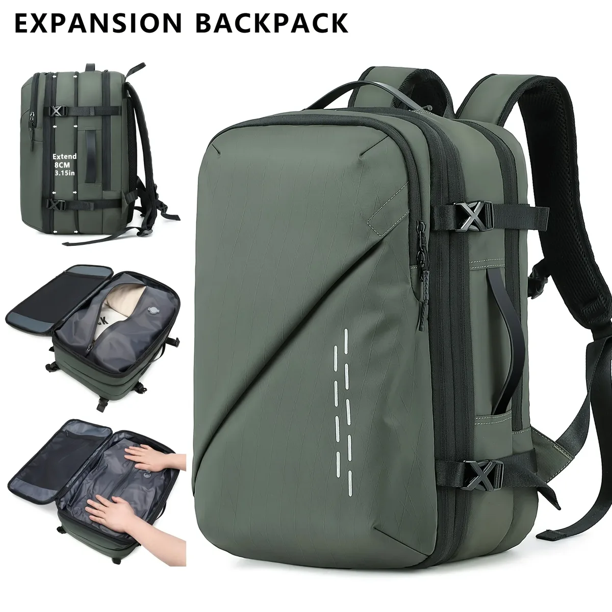 sac à dos transfrontalier grande capacité, sac de compression sous vide pour homme, élégant et simple, sac à dos de voyage extensible pour ordinateur