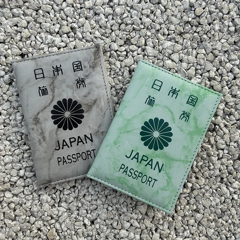 housse de passeport japonaise à motif marbré en cuir pu, porte-passeport japonais, étui de voyage pour passeports, protection pour passeports