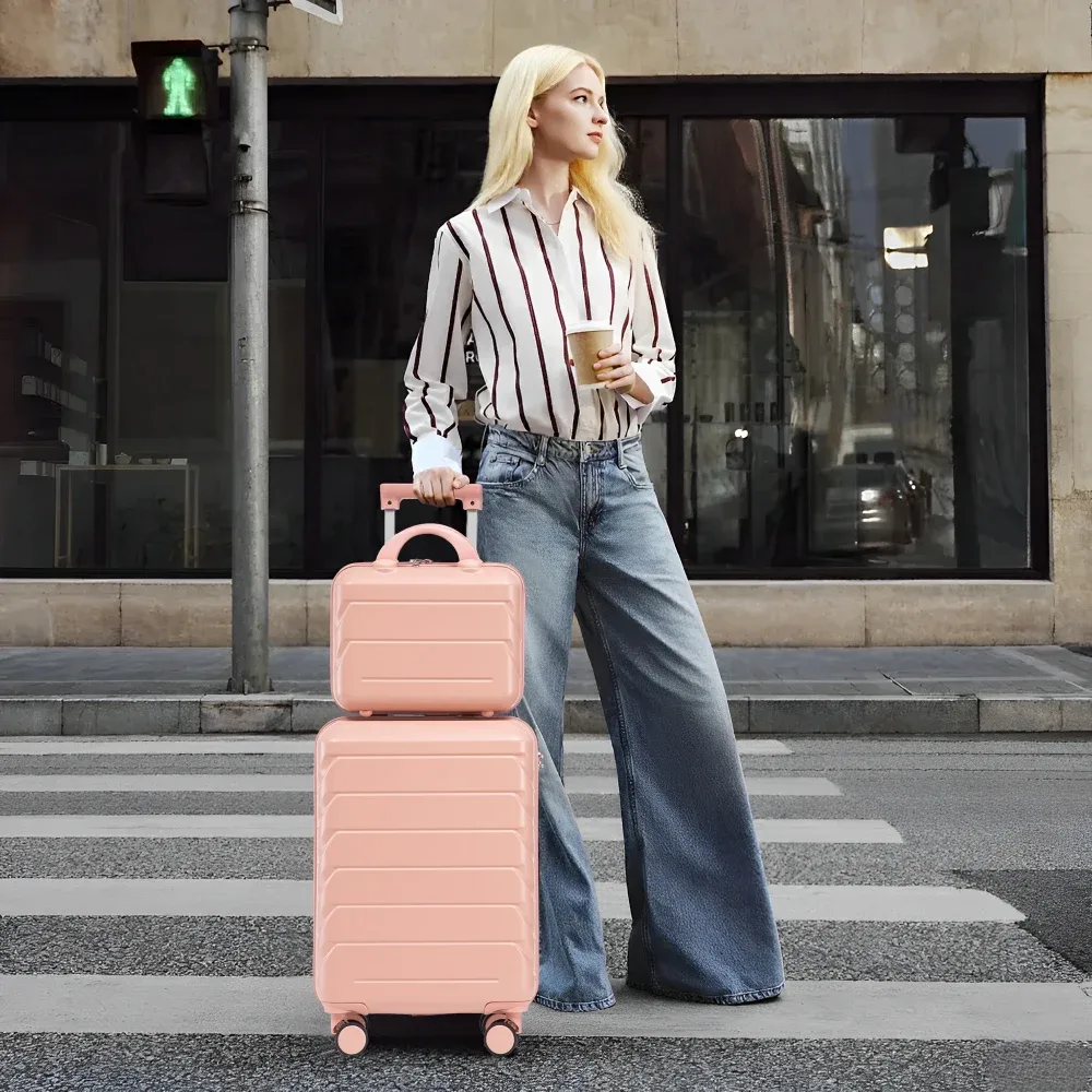 ensemble de valises de voyage en abs à roulettes avec serrure à combinaison, sac trolley tendance