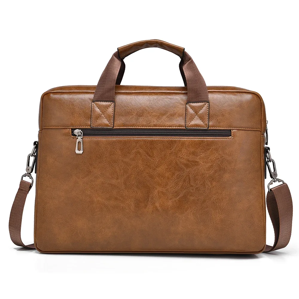 porte-documents d'affaires pour hommes, grande capacité, sac pour ordinateur portable en cuir pu, fourre-tout à bandoulière à la mode pour le travail et le bureau