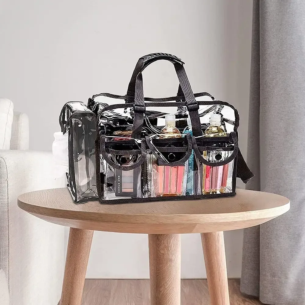 poches externes transparentes, porte-mouchoirs, sac transparent, sac à cosmétiques, sac de voyage, trousse de maquillage