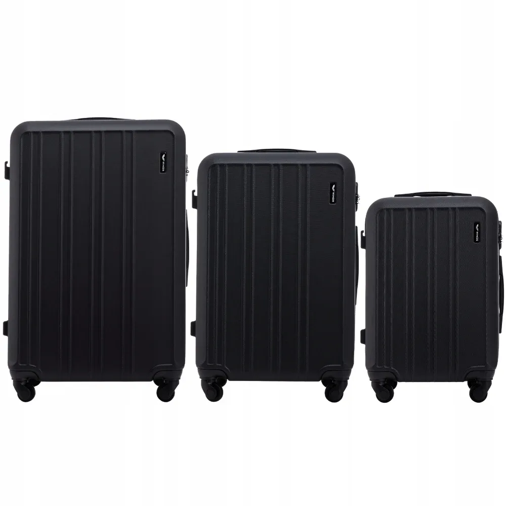 ensemble de bagages wings 3 valises abs + 28 "24" 20 " pouces / bagages de voyage / nettoyage facile / crash castle / poignées supplémentaires pratiques / télescopique government, 4 roues 360° ° harrier couleur champagne, bleu marine