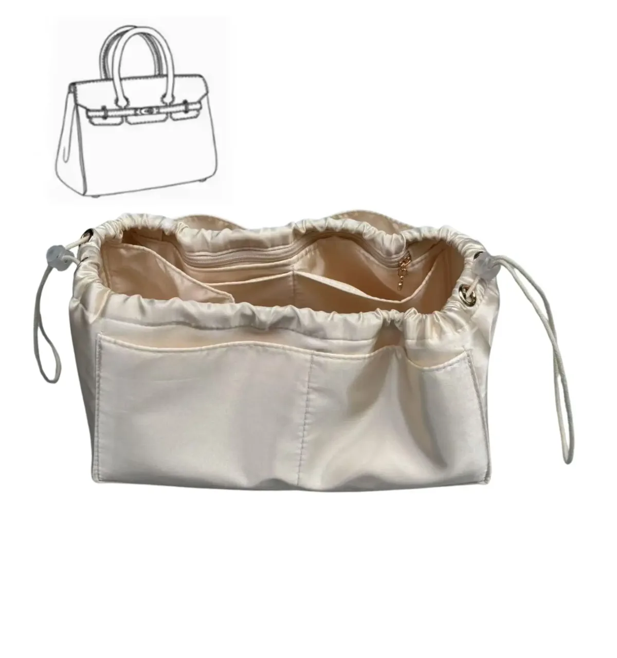 Organisateur de sac à main soyeux lisse, soie, sac à main de luxe fourre-tout en façonnant les sacs, pour femmes, convient aux sacs Birkin 25/30/35/40