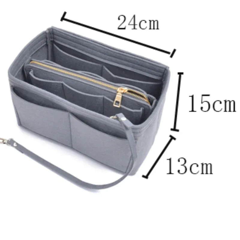 sac de rangement de maquillage multifonctionnel de grande capacité, doublure de gril en feutre, sac de voyage portable dans un sac, évaluation cosmétique