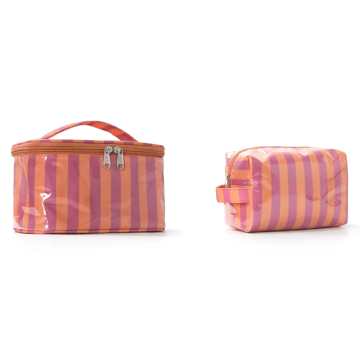 sac cosmétique à rayures en pvc de grande capacité, sac de rangement pour articles de toilette pour femmes, sac de maquillage portable, sac de voyage pour voyage d'affaires, soins de la peau