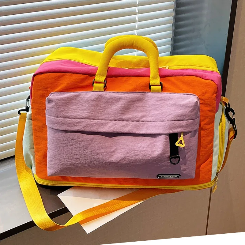 Sac de voyage tendance couleur Dopamine, sac de sport avec compartiment à chaussures, idéal pour le yoga, les courts séjours, la salle de sport, les escapades de week-end