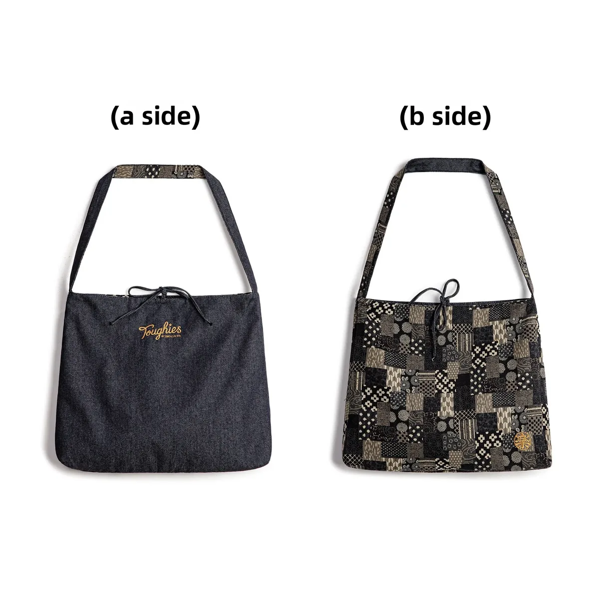 sac fourre-tout réversible en jean maden pour homme, grande capacité, sac à bandoulière, sac fourre-tout en jean double face, unisexe, portable, décontracté