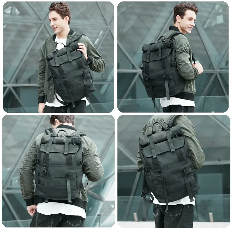 moyyi 3 en 1 sac à dos pour ordinateur portable extensible hommes femmes grand rouleau haut voyage sac à dos étanche sport de plein air rabat randonnée sac à dos
