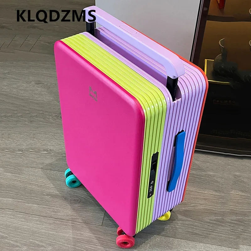 klqdzms – bagages de voyage 20 "24 pouces, boîte de cabine en abs + pc, valise à roulettes de grande capacité pour femmes, valise de cabine à roulettes universelles