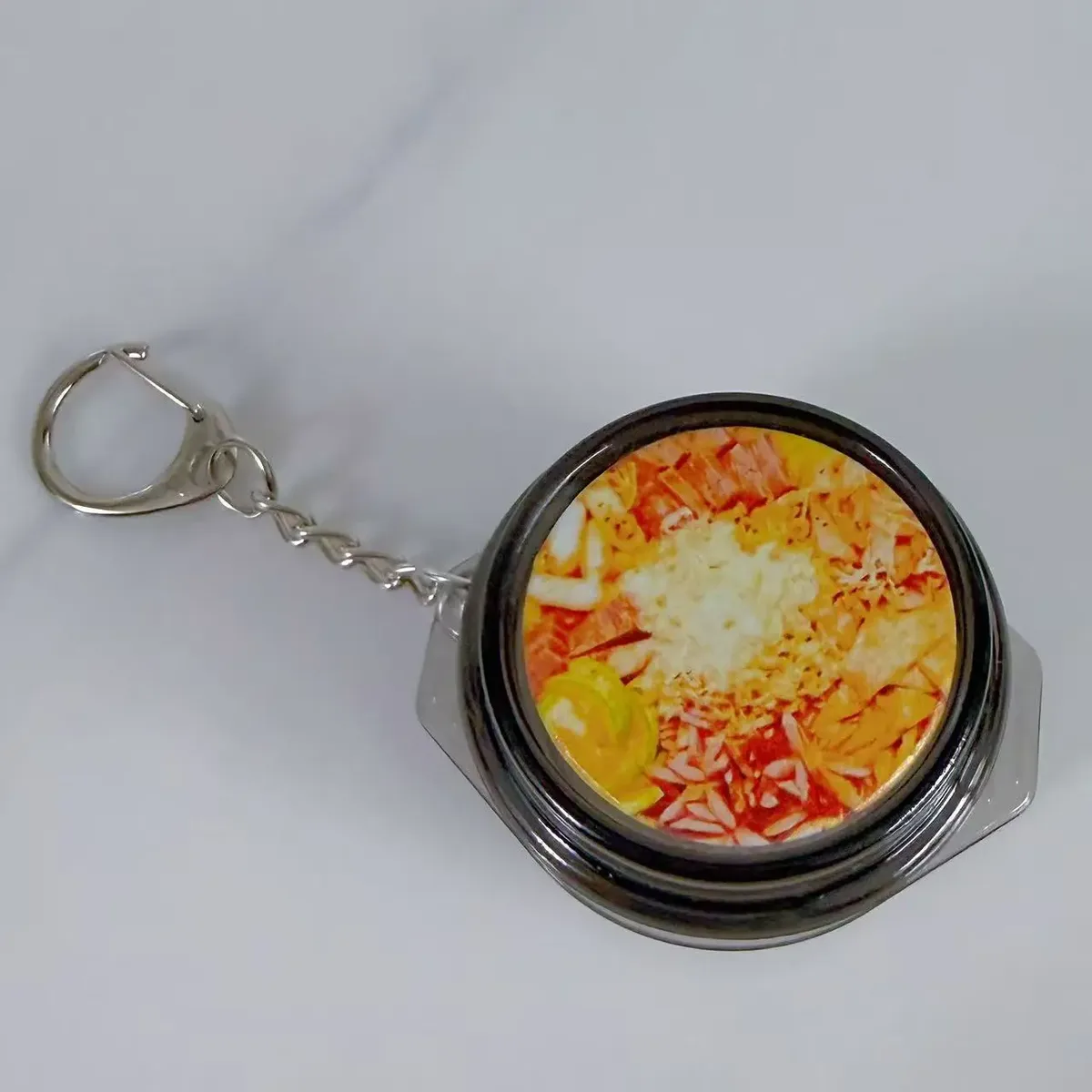 porte-clés coréen en forme de mini-aliment, bouton lumineux, charm kawaii pour sac, cadeau mignon pour amoureux de la cuisine, accessoire pour sac à dos et sac à main