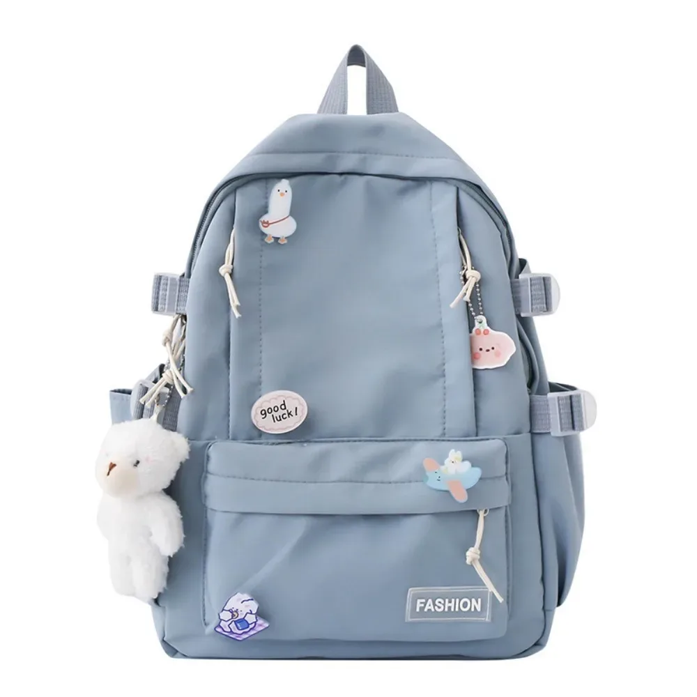 nouveau sac d'école de grande capacité portable couleur unie sac à dos léger sangle réglable sac de voyage en toile unisexe