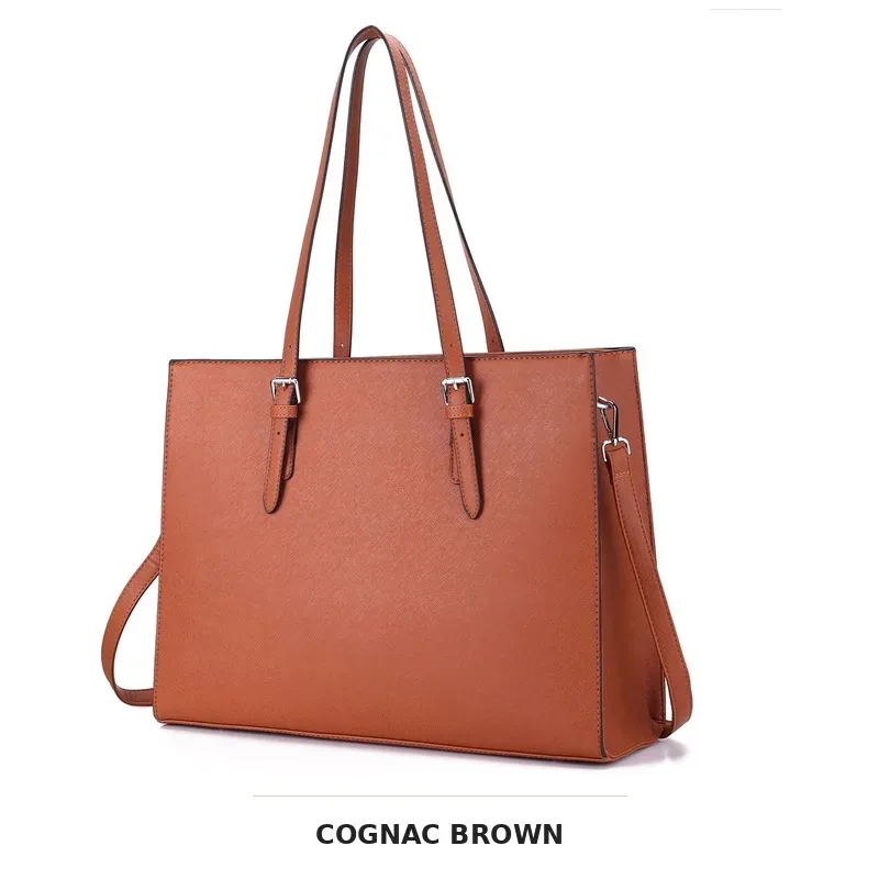 sac pour ordinateur portable pour femme, en cuir croisé, multi-compartiments, mallette d'affaires, grand sac fourre-tout à bandoulière