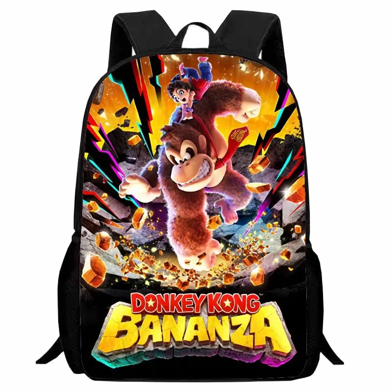 sac dos nylon donkey kong animé joyeux course combat famille grande capacité voyager école